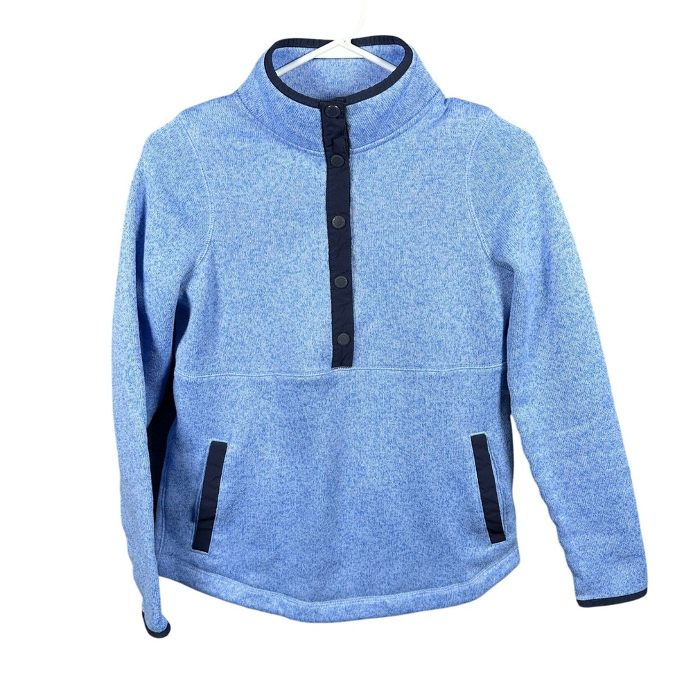 Vineyard Vines Womens XS Blue Heather Sweater Fleece Snap Pullover Mock Neck